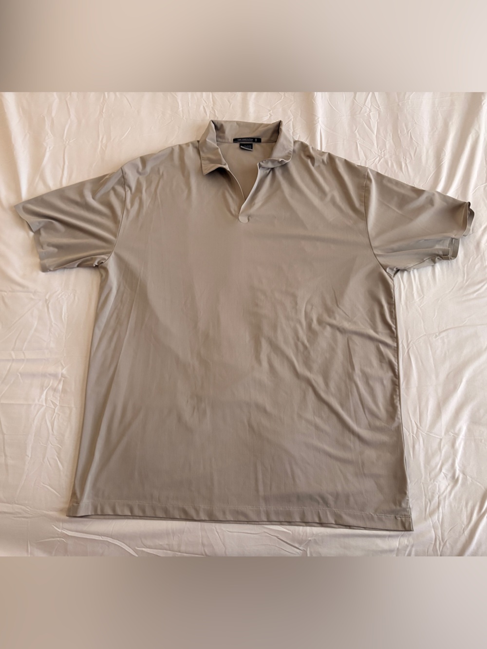 Nike Tiger Woods Platinum Golf 2XL Mens Polo Shirt in Beige-Gray Open Collar Vtg